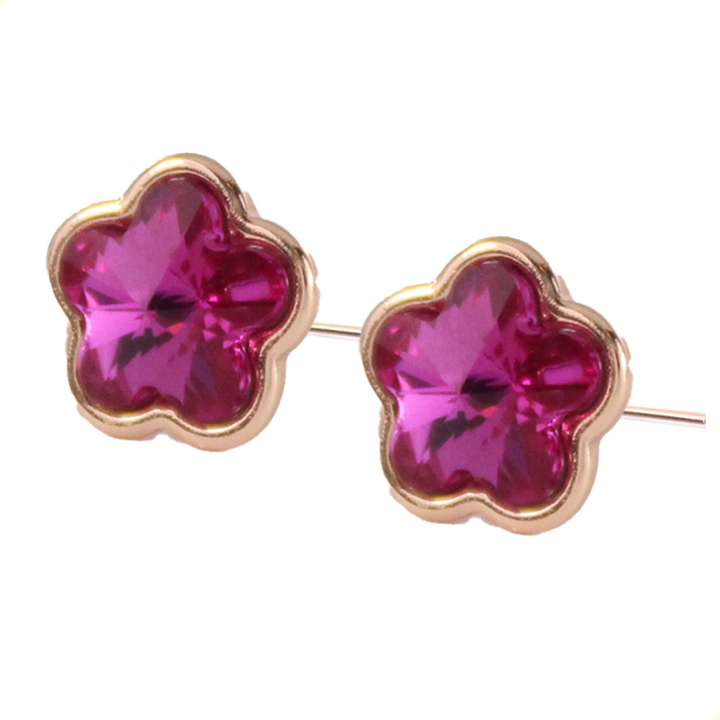 Aretes Broquel De florecitas Con Diamante De Colores En Oro Laminado