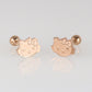 Aretes pequeños gato Oro Laminado rosa broqueles