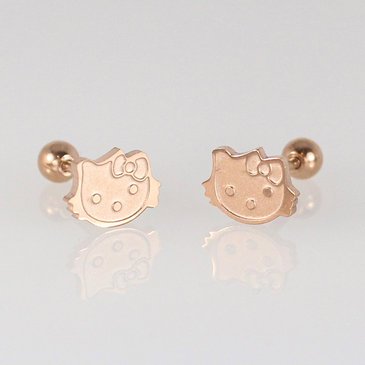 Aretes pequeños gato Oro Laminado rosa broqueles