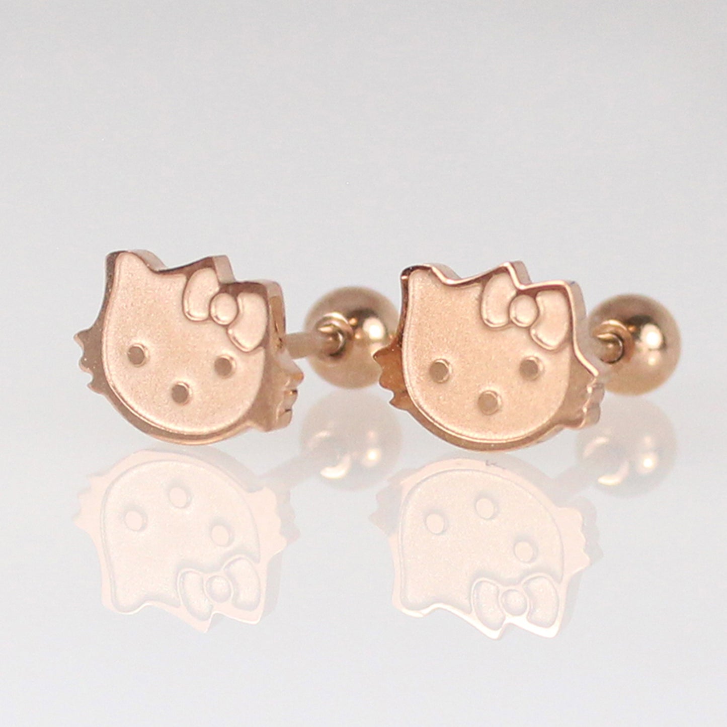 Aretes pequeños gato Oro Laminado rosa broqueles