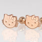 Aretes pequeños gato Oro Laminado rosa broqueles