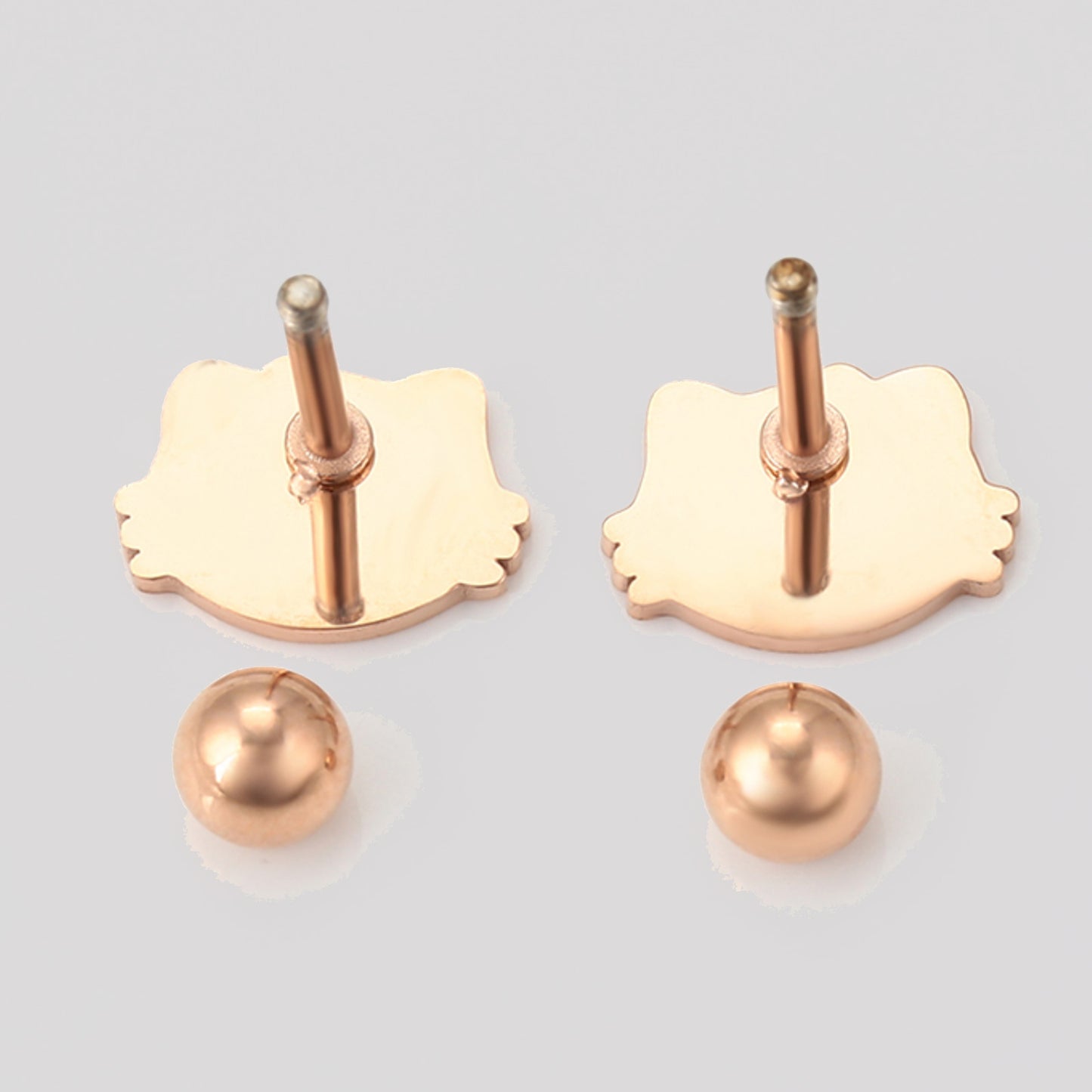 Aretes pequeños gato Oro Laminado rosa broqueles