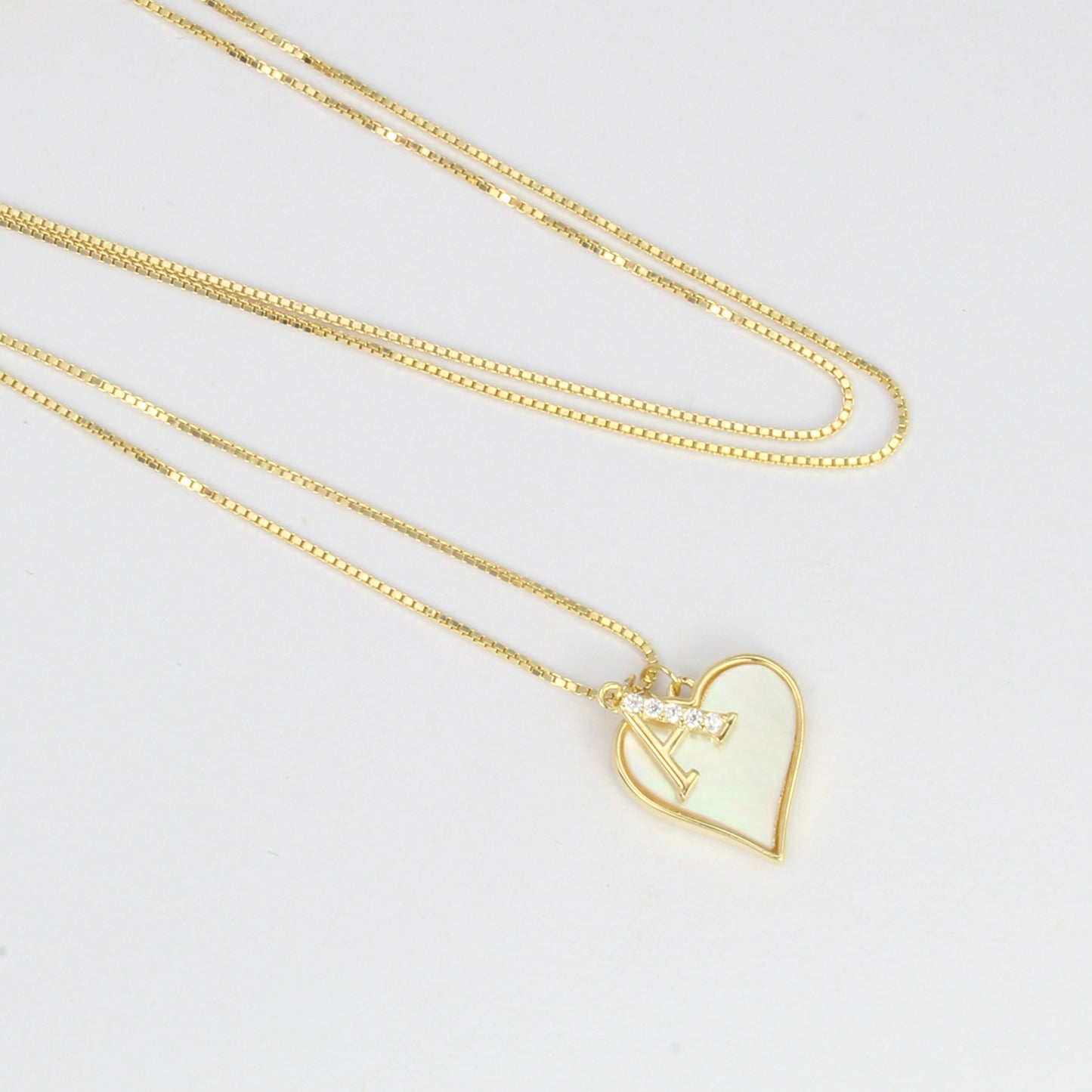 collar de plata 925 con corazón y inicial A para mujer con piedra madre perla