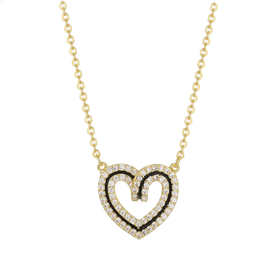 Collar Elegante Con Dije De Corazón Diamantado Con Cristales Para Mujer