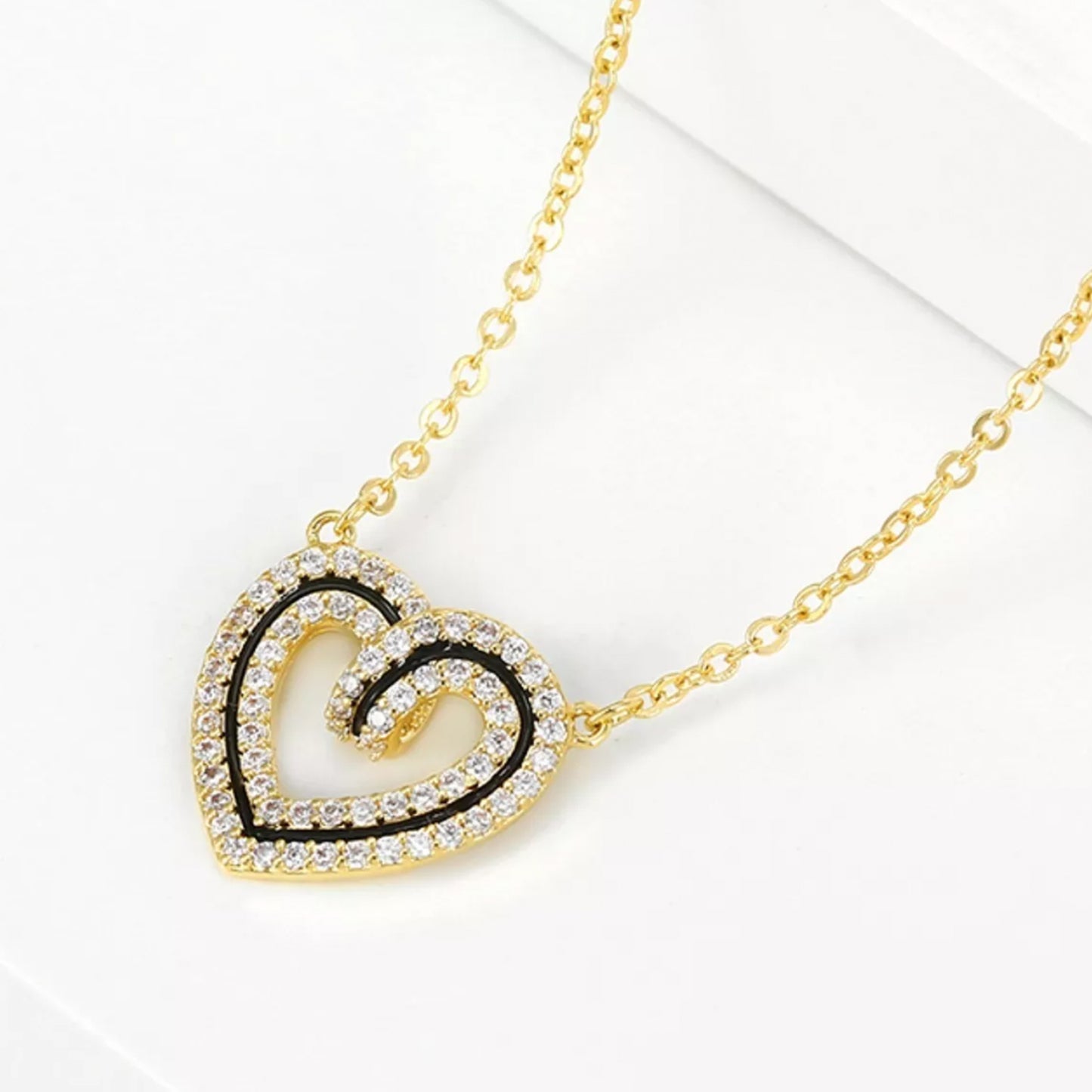 Collar Elegante Con Dije De Corazón Diamantado Con Cristales Para Mujer