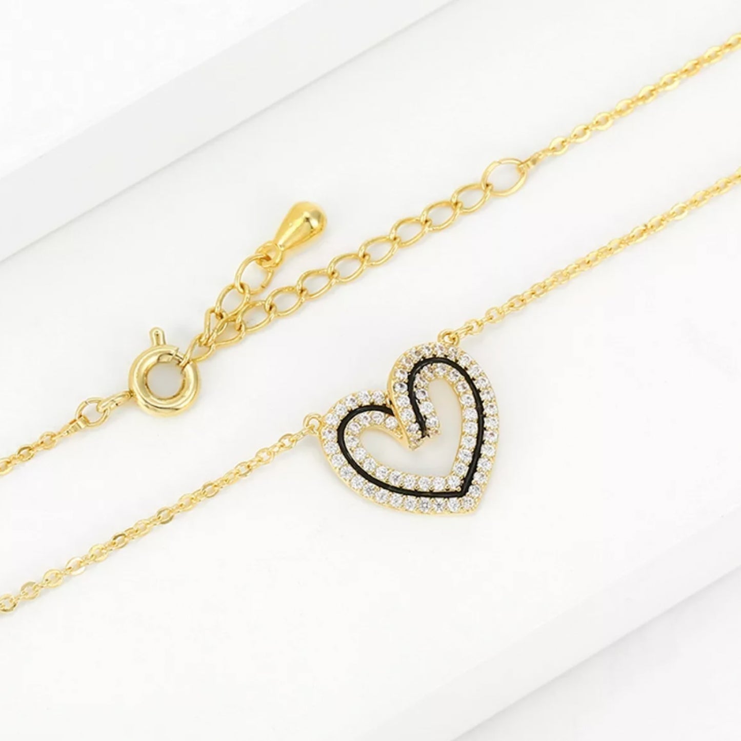 Collar Elegante Con Dije De Corazón Diamantado Con Cristales Para Mujer