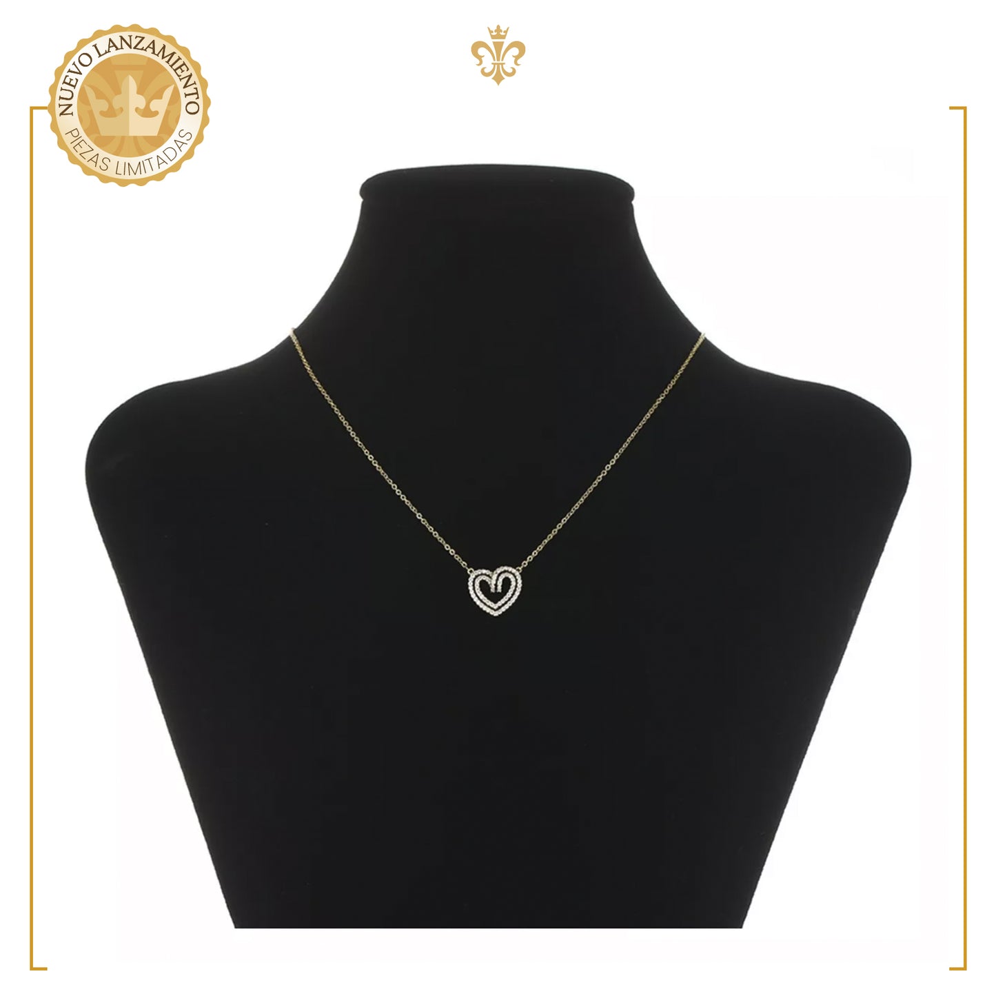 Collar Elegante Con Dije De Corazón Diamantado Con Cristales Para Mujer