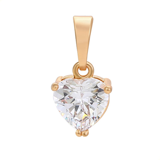 dije solo corazón diamante cristal para mujer oro laminado 18k