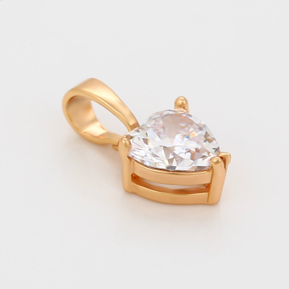 dije solo corazón diamante cristal para mujer oro laminado 18k