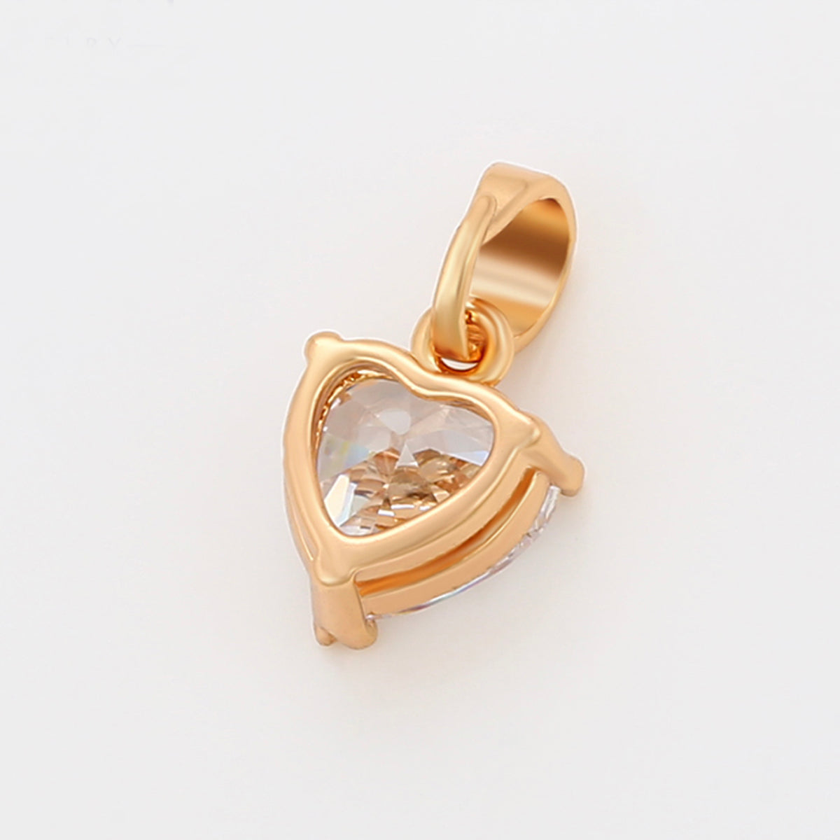 dije solo corazón diamante cristal para mujer oro laminado 18k