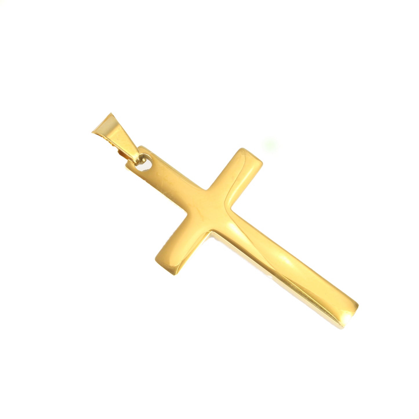 dije solo de cruz lisa en efecto pulido espejo estilo unisex en oro laminado 24k