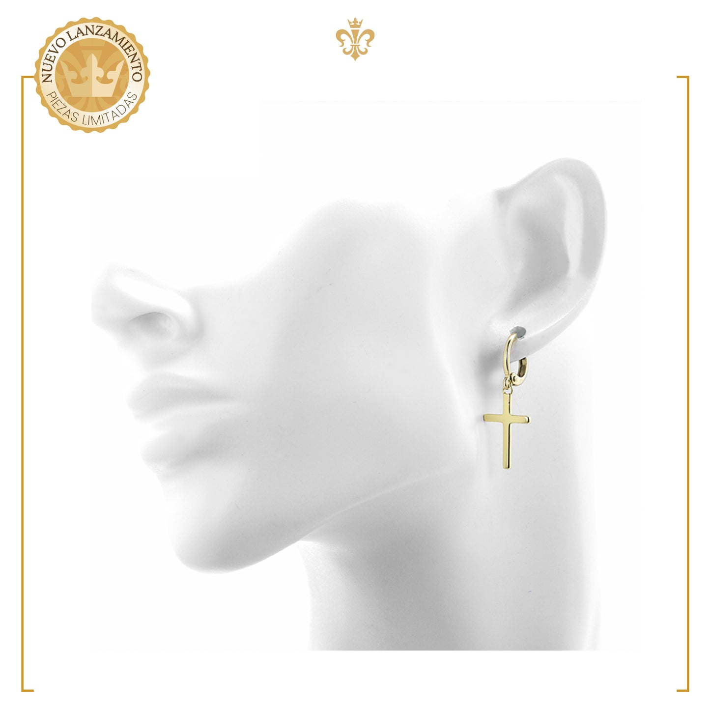 aretes pendientes colgantes de cruz lisos en oro laminado estilo unisex