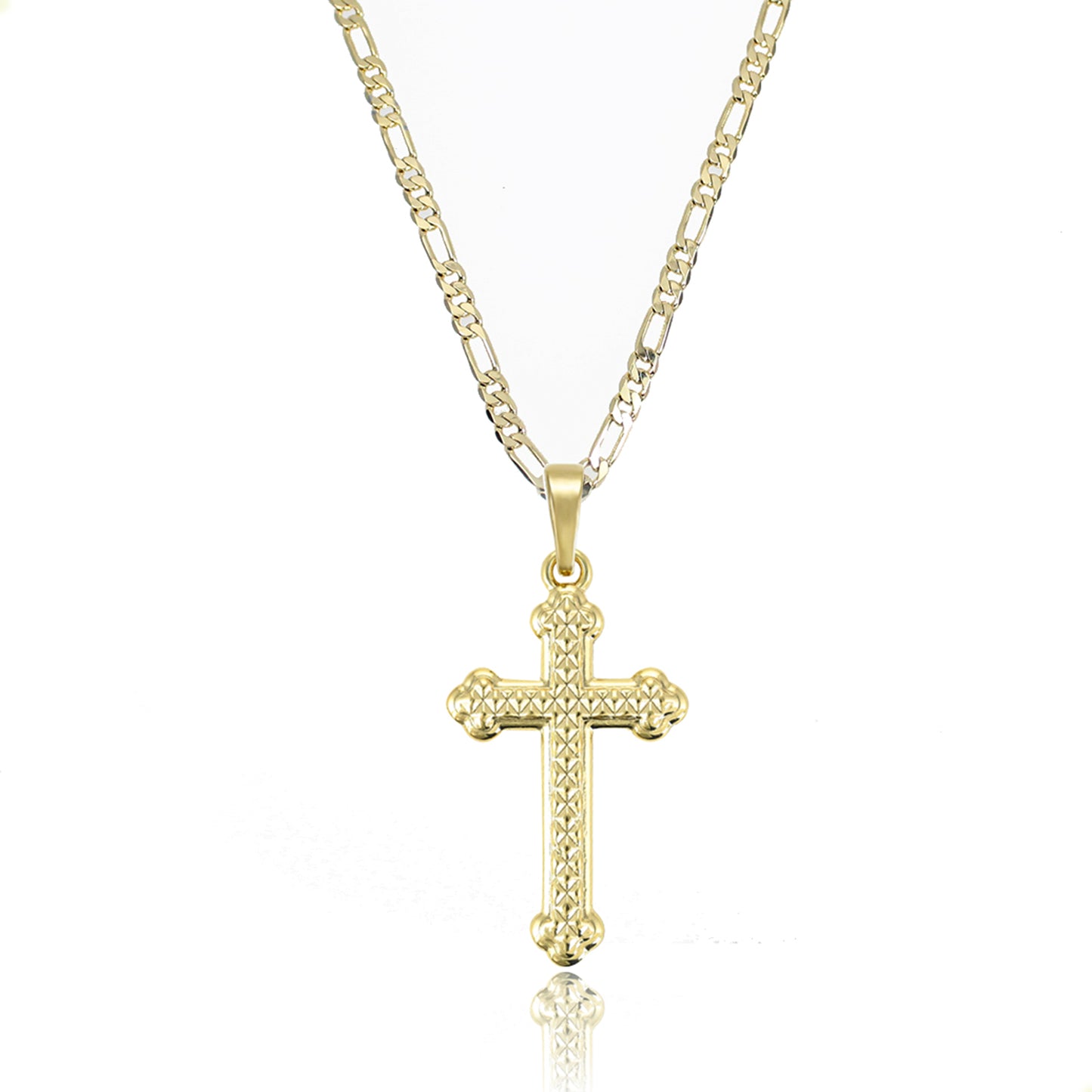 Dije Con Cadena Cruz Crucifijo Gótico con Grabados Unisex Oro Laminado