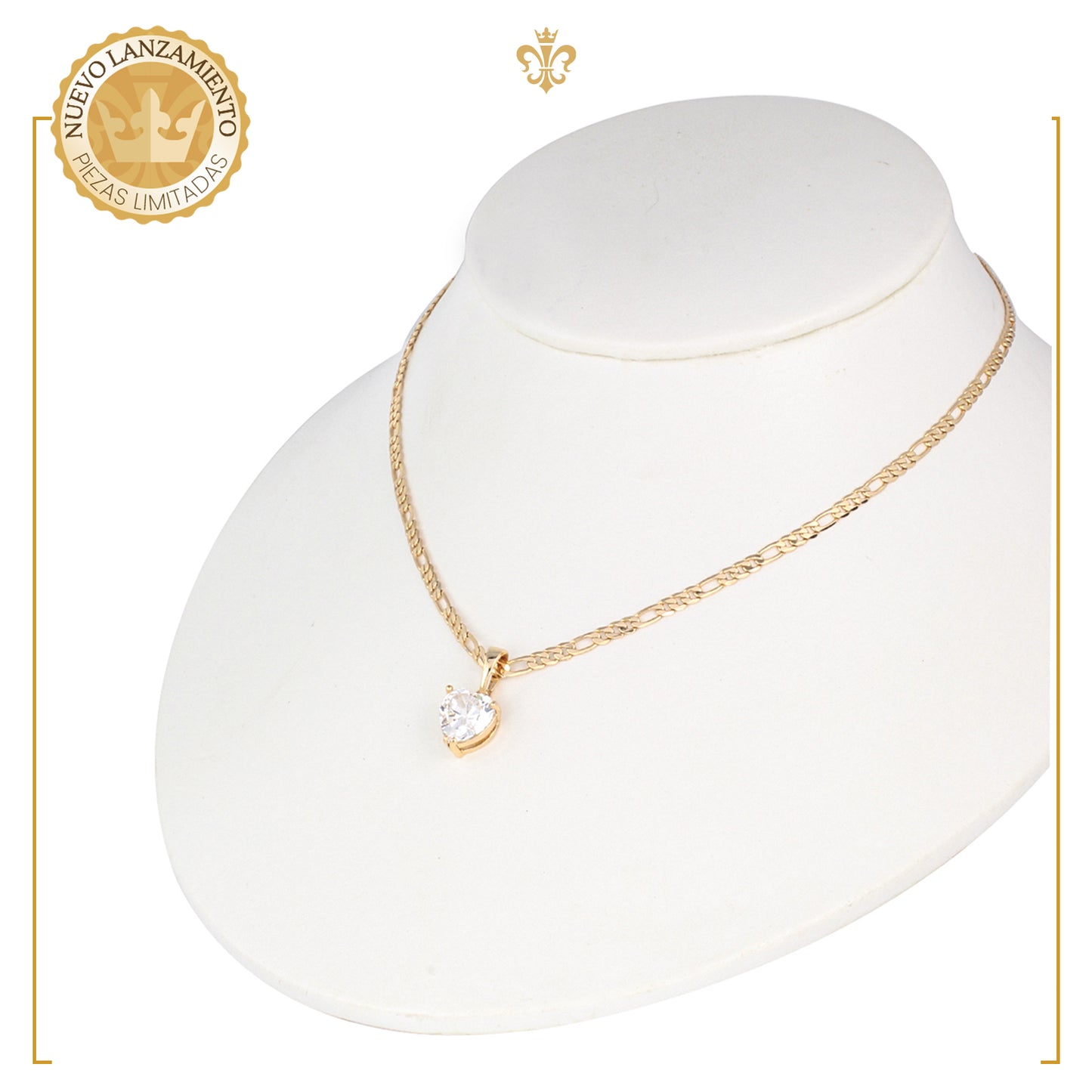 Collar con dije de corazón diamante para mujer en oro laminado