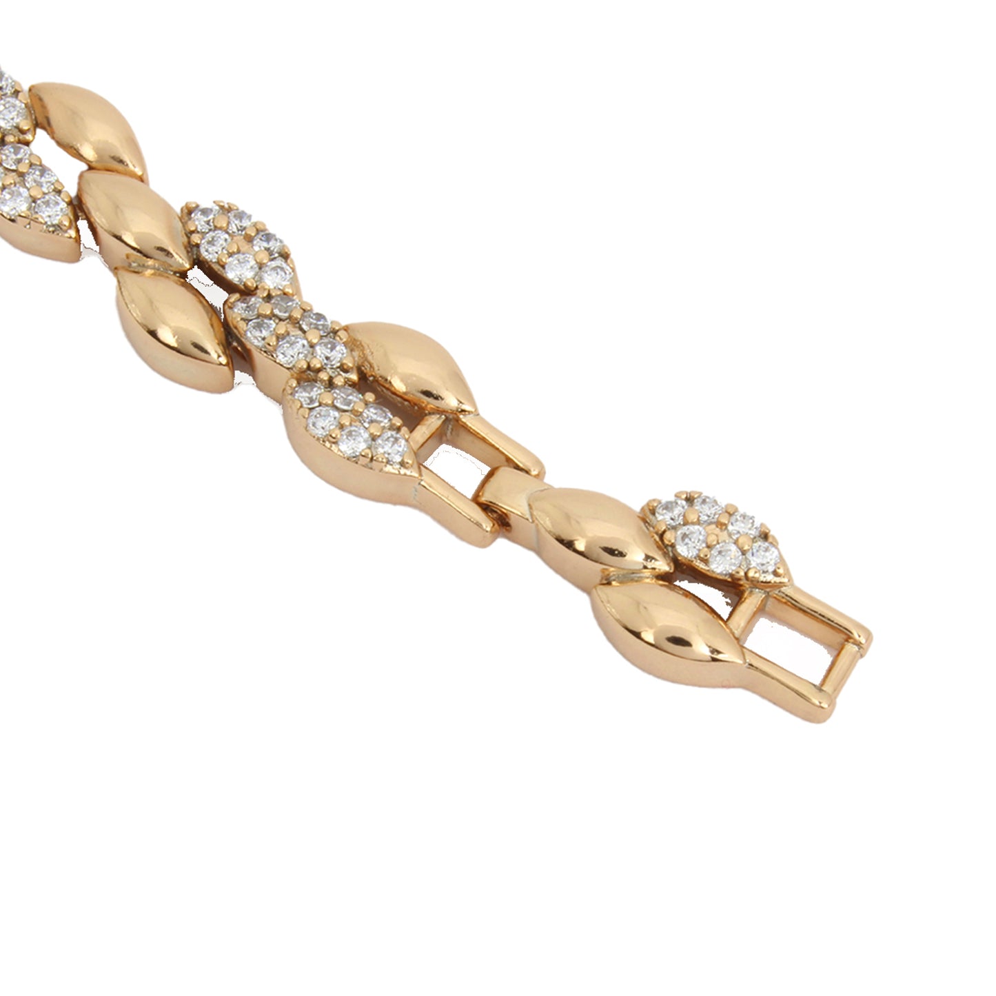 Bonita pulsera con cristales para mujer en oro laminado 18k