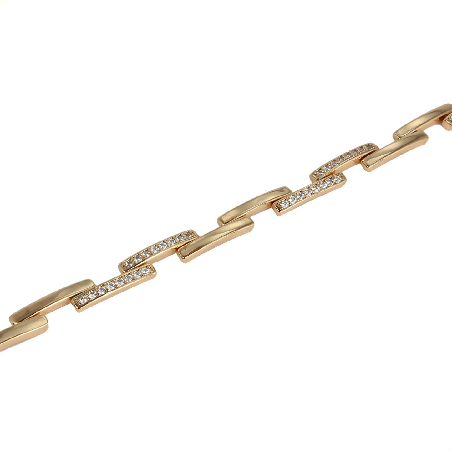 Esclava Pulsera Mujer Diamantada Placas Oro Laminado