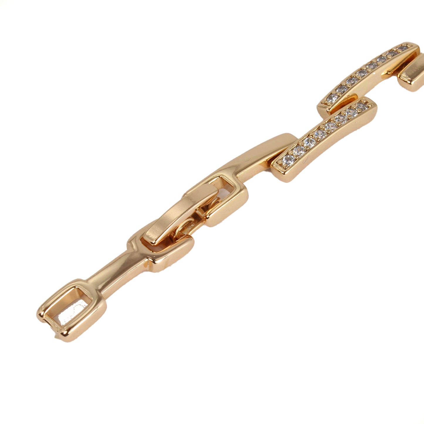 Esclava Pulsera Mujer Diamantada Placas Oro Laminado