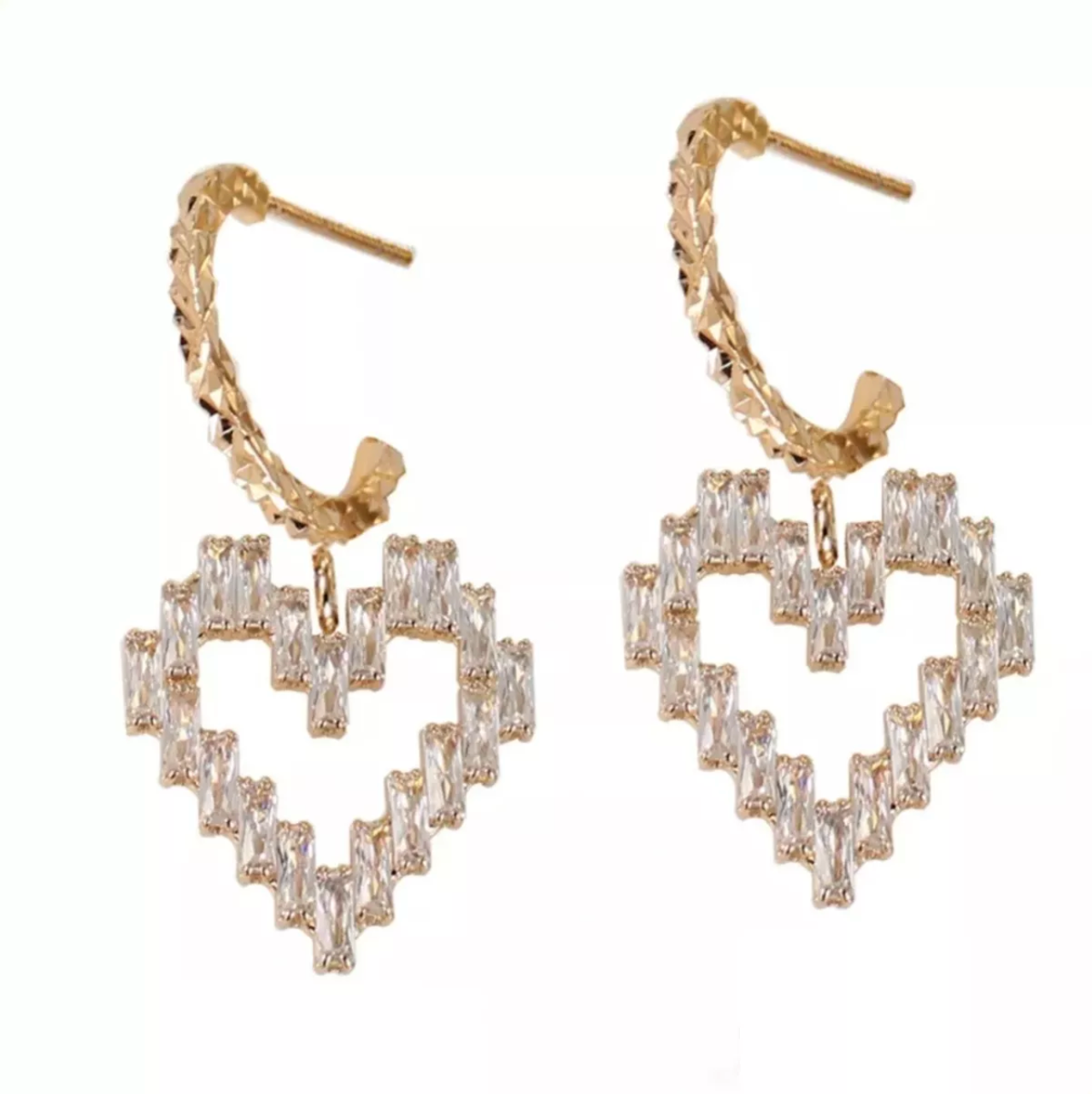 Aretes Arracadas Nice De Corazón Para Mujer Con Cristales