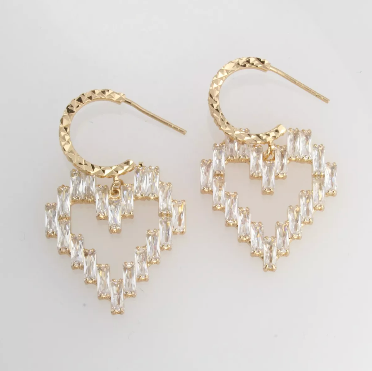 Aretes Arracadas Nice De Corazón Para Mujer Con Cristales