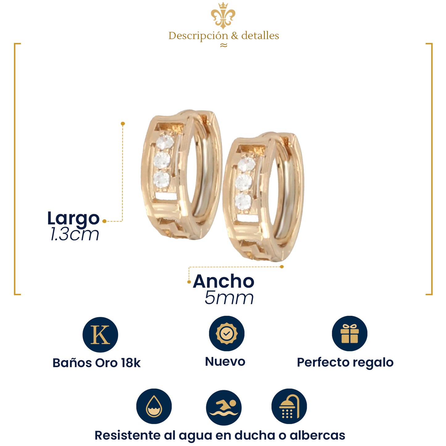 Arracadas De Oro Laminado 18k Para Mujer En Acabados Con Grecas