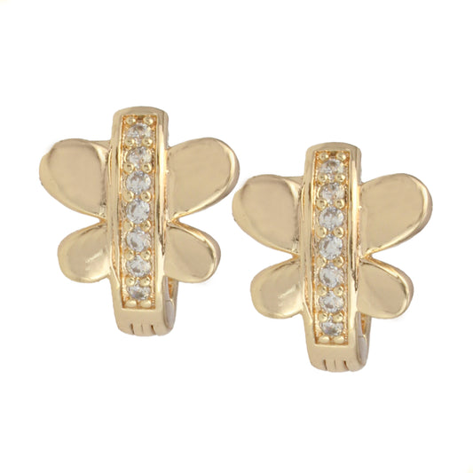 Aretes Huggies De Mariposa Con Cristales Para Mujer En Oro Laminado