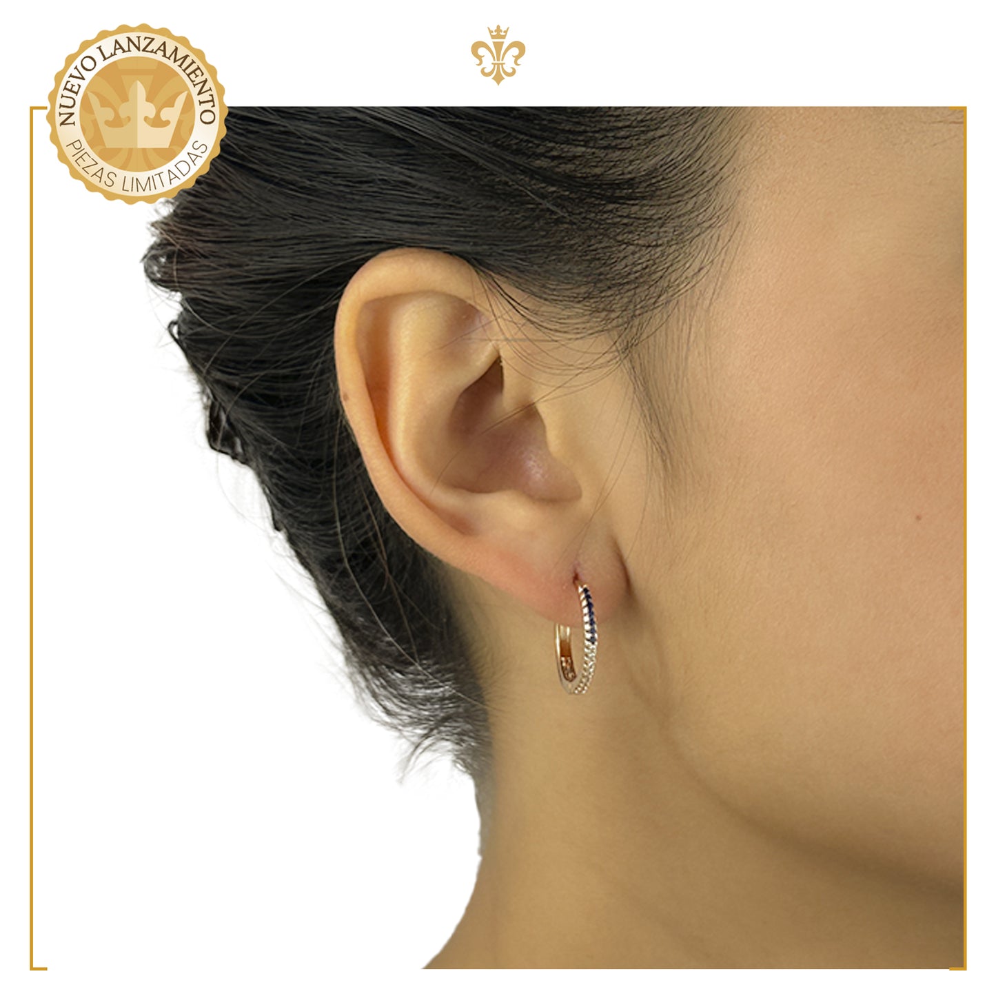 Aretes Arracaditas Elegantes Bicolor En Oro Laminado 18k Diamantados