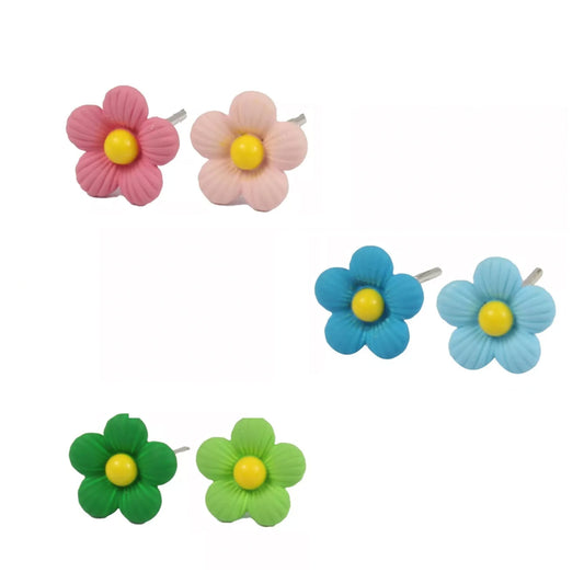 Aretes Broquel De Plata En Forma De Flor De Colores Para Dama Y Niña