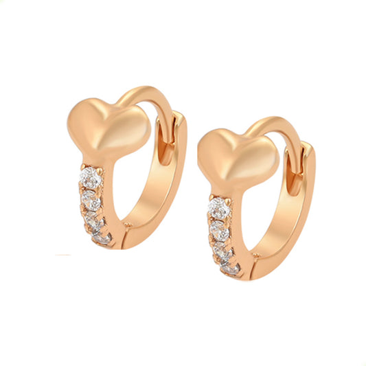 Aretes De Oro Laminado 18k Love Amor Huggies Corazón