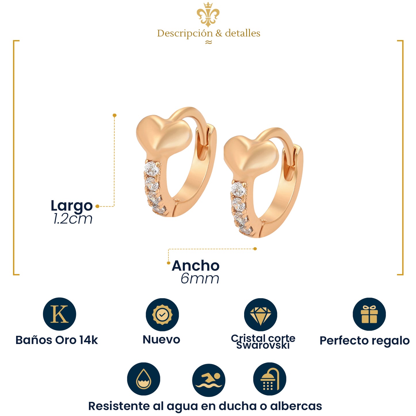 Aretes De Oro Laminado 18k Love Amor Huggies Corazón