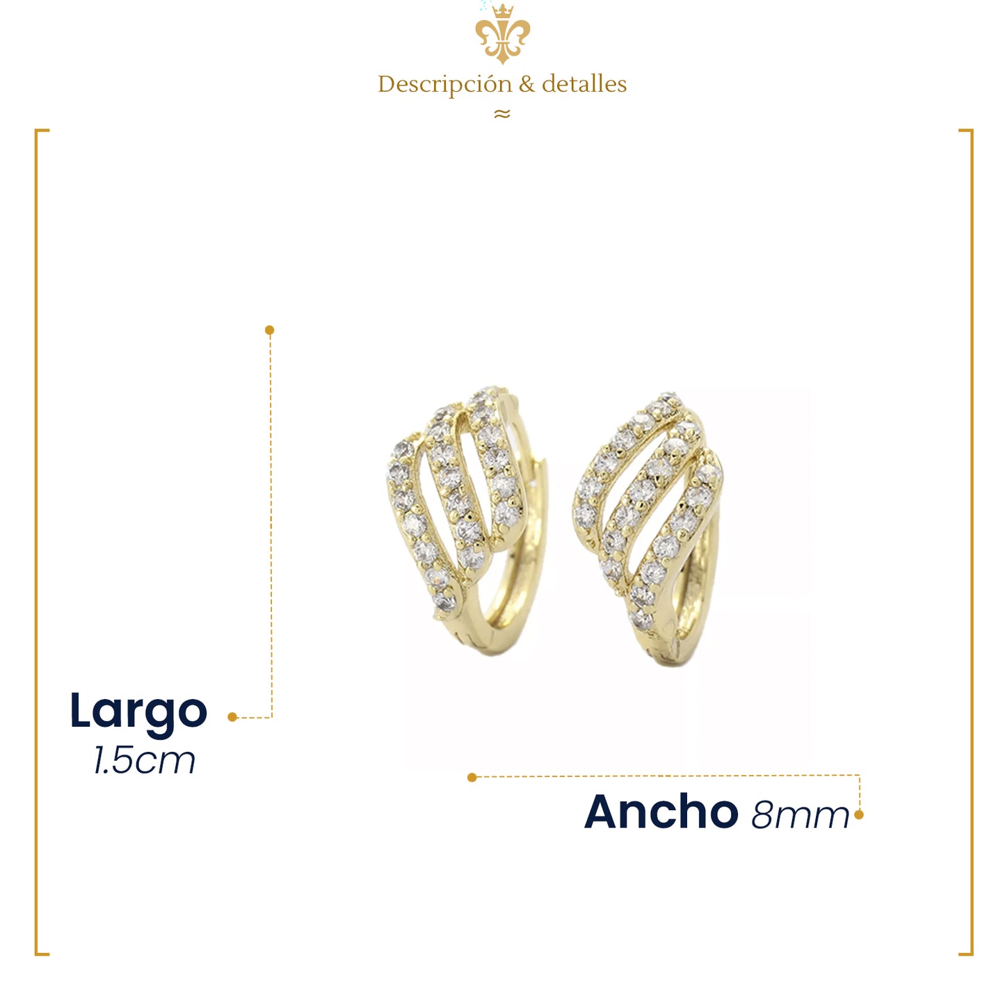 IMPERO JEWELRY Aretes Arracaditas De Oro Laminado 14k Para Mujer