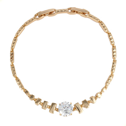 Pulsera Dorado Para Mujer En Oro Laminado Con Diamante Solitario