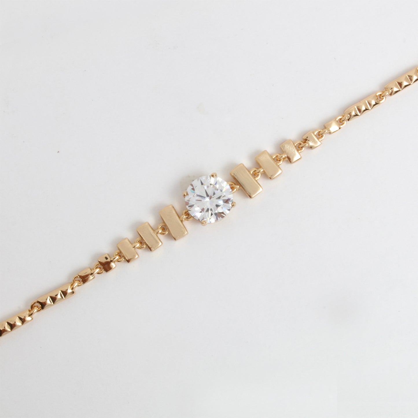 Pulsera Dorado Para Mujer En Oro Laminado Con Diamante Solitario