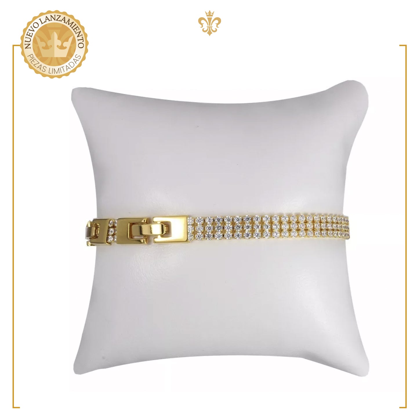 Pulsera Para Mujer De Estilo Elegancia Con Fina Cristaleria En Oro Laminado 18k