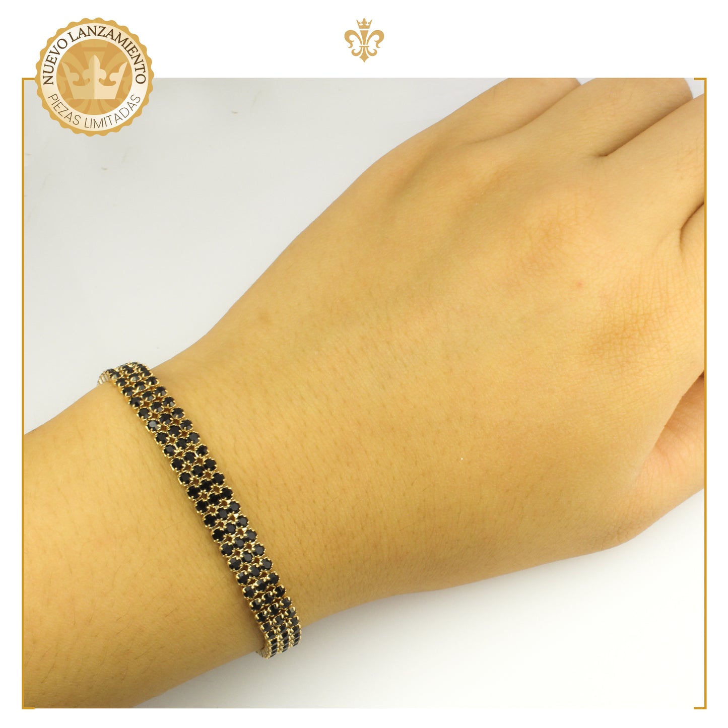 Pulsera Para Mujer De Estilo Elegancia Con Fina Cristaleria En Oro Laminado 18k