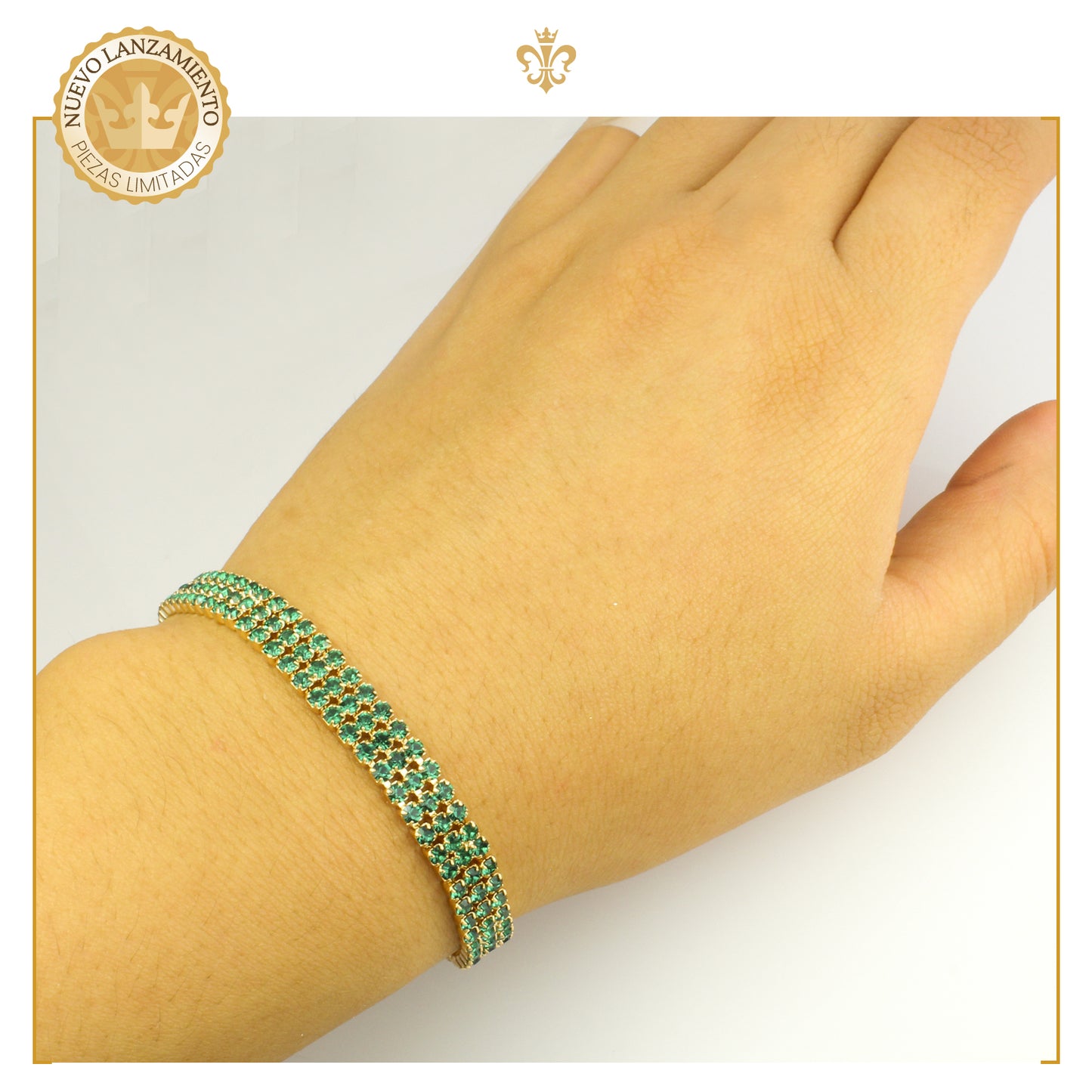 Pulsera Para Mujer De Estilo Elegancia Con Fina Cristaleria En Oro Laminado 18k